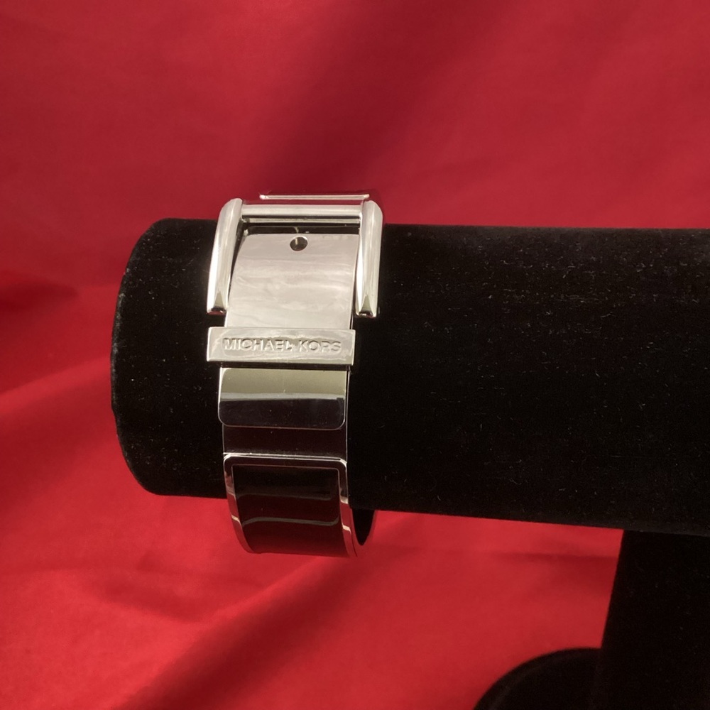 Michael Kors silver tone and black metallic bracelet